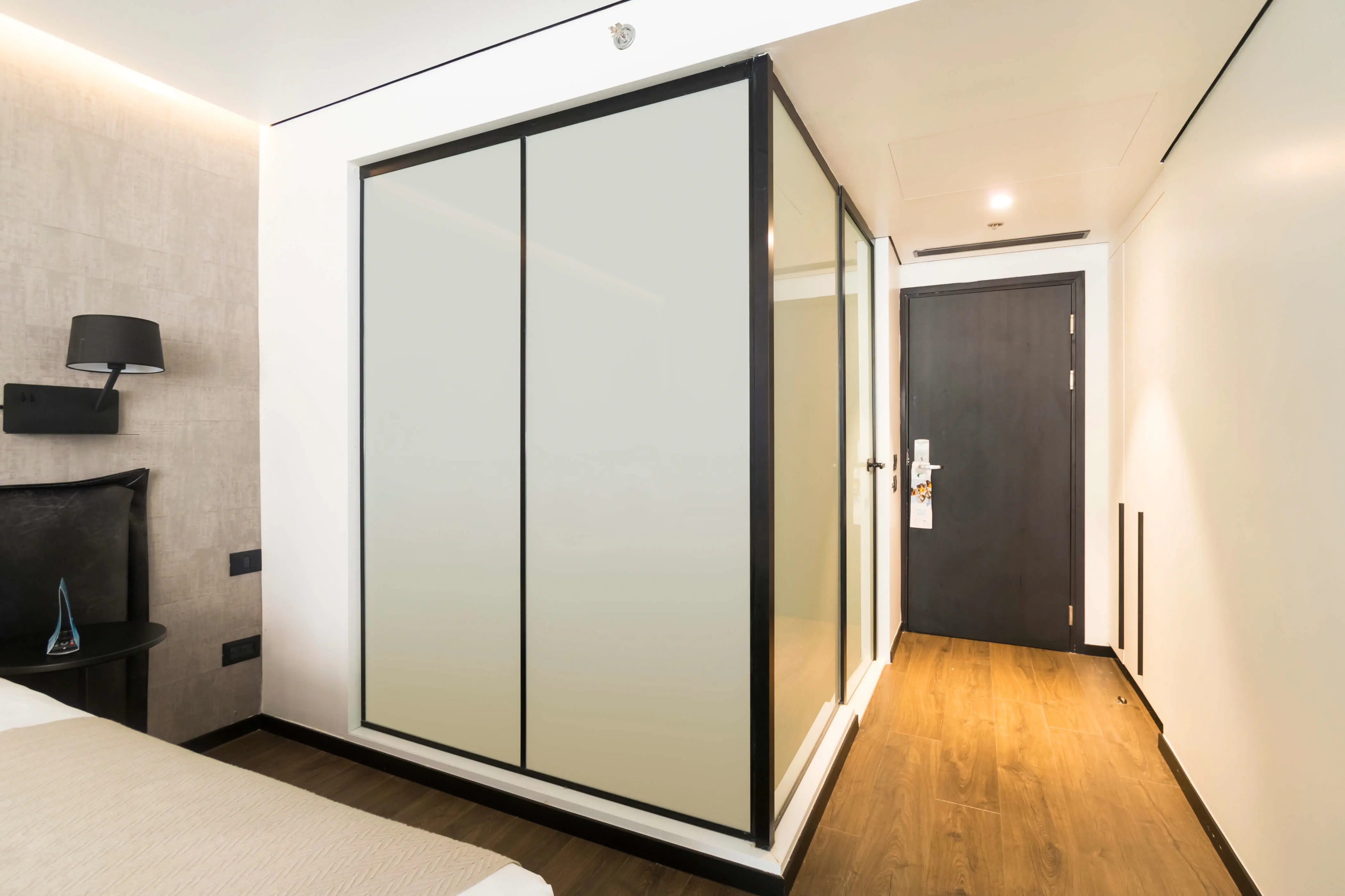 Switchable smart glass in a Mumbai office cabin - transparent mode