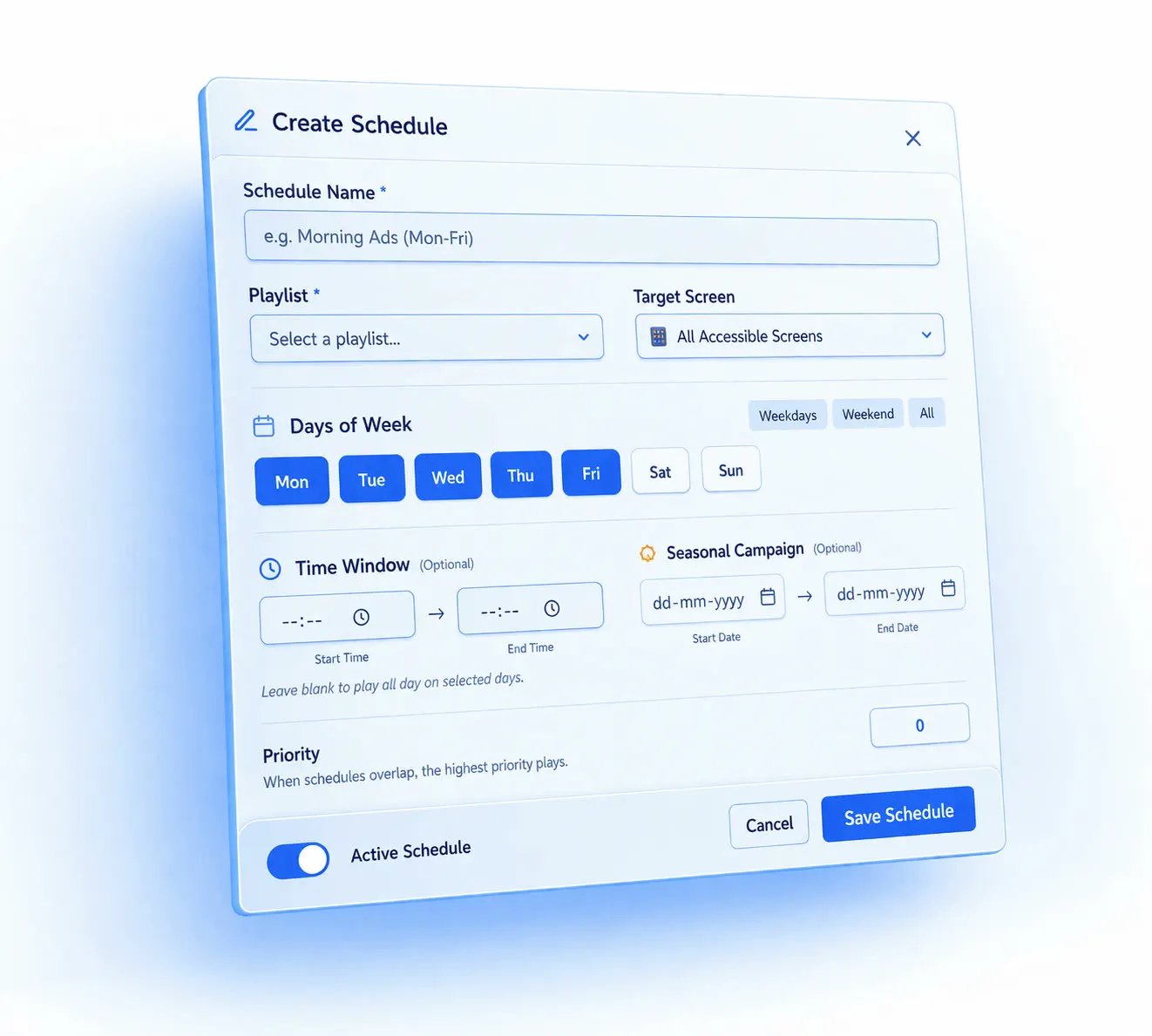 Schedule and go live on all screens